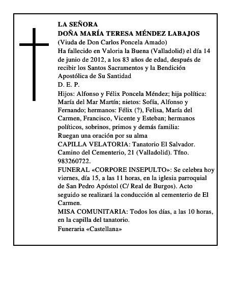 Doña María Teresa Méndez Labajos