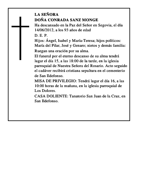 Doña Conrada Sanz Monge