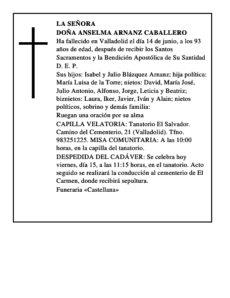 Doña Anselma Arnanz Caballero