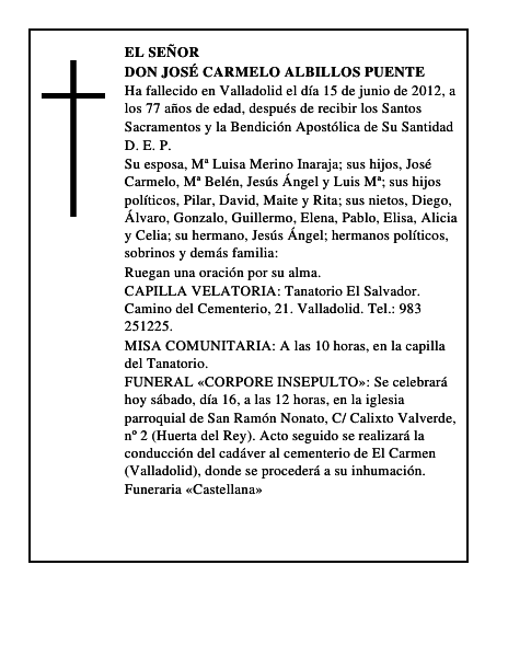 Don José Carmelo Albillos Puente