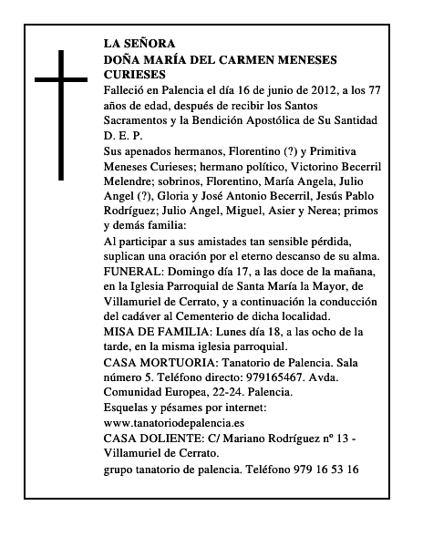 Doña María del Carmen Meneses Curieses