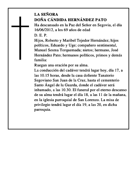 Doña Cándida Hernández Pato