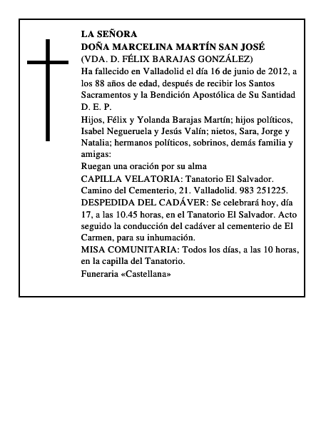 Doña Marcelina Martín San José