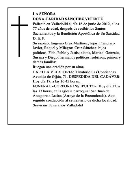 Doña Caridad Sánchez Vicente