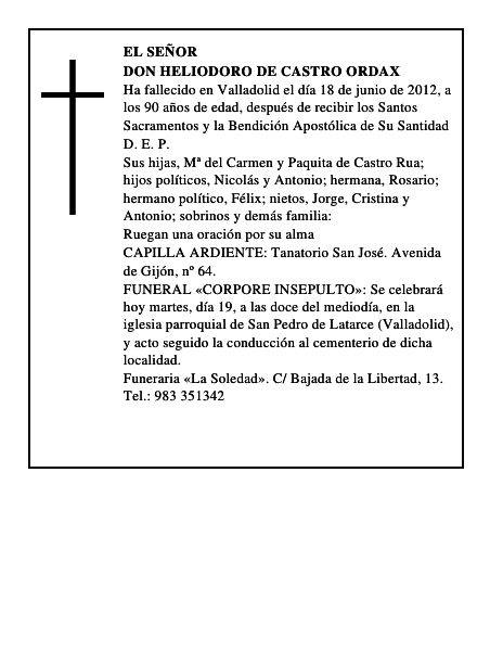Don Heliodoro de Castro Ordax