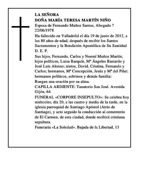 Doña María Teresa Martín Niño
