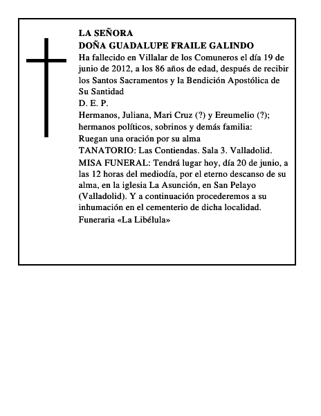 Doña Guadalupe Fraile Galindo