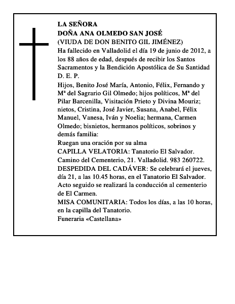 Doña Ana Olmedo San José