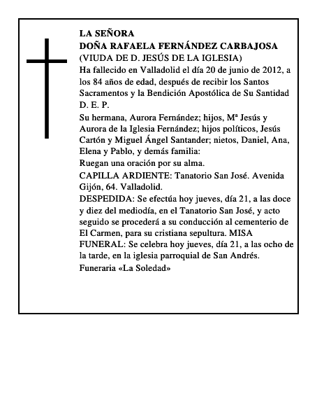 Doña Rafaela Fernández Carbajosa
