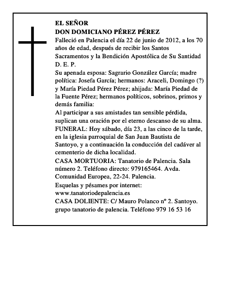 Don Domiciano Pérez Pérez