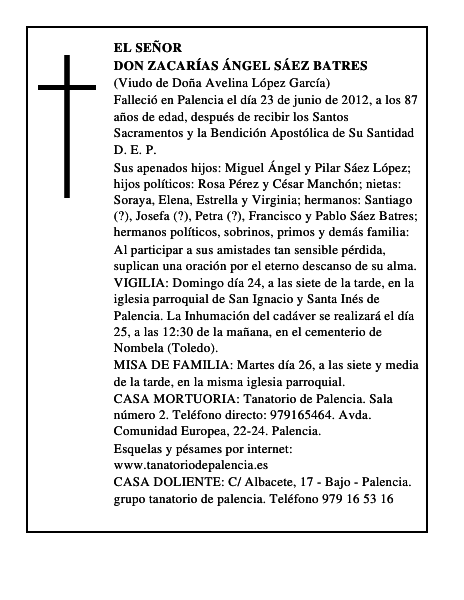 Don Zacarías Ángel Sáez Batres