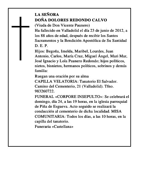 Doña Dolores Redondo Calvo