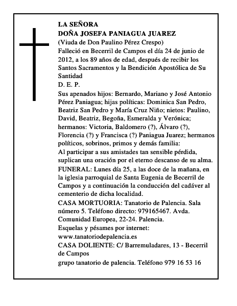 Doña Josefa Paniagua Juarez