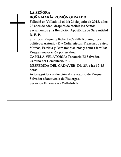 Doña María Romón Giraldo