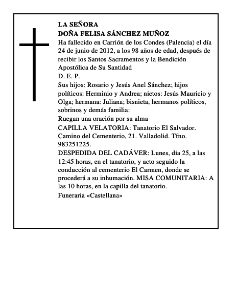 Doña Felisa Sánchez Muñoz