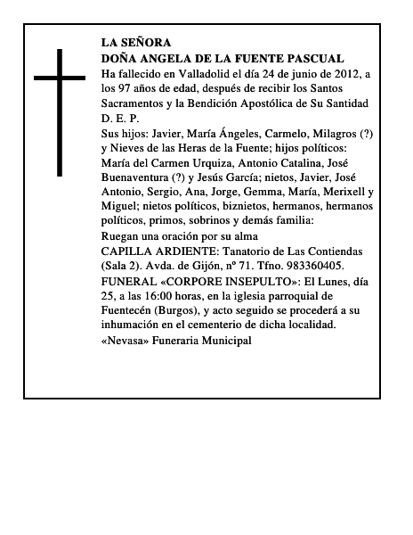 Doña Angela de la Fuente Pascual