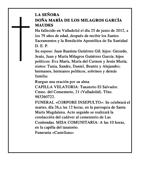 Doña María de los Milagros García Maudes