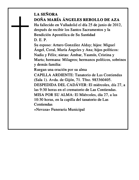 Doña María Ángeles Rebollo de Aza