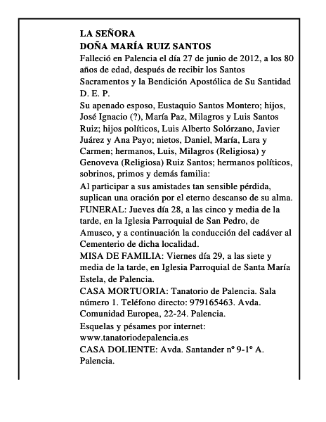 Doña María Ruiz Santos