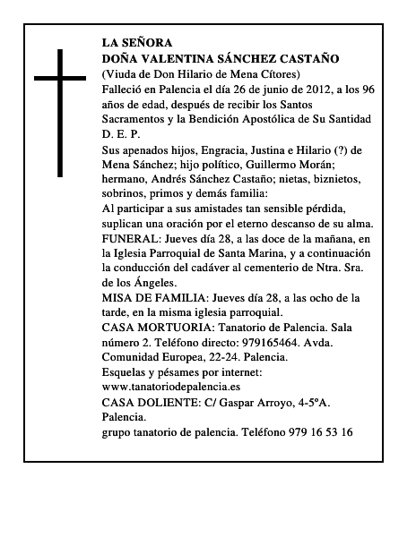 Doña Valentina Sánchez Castaño