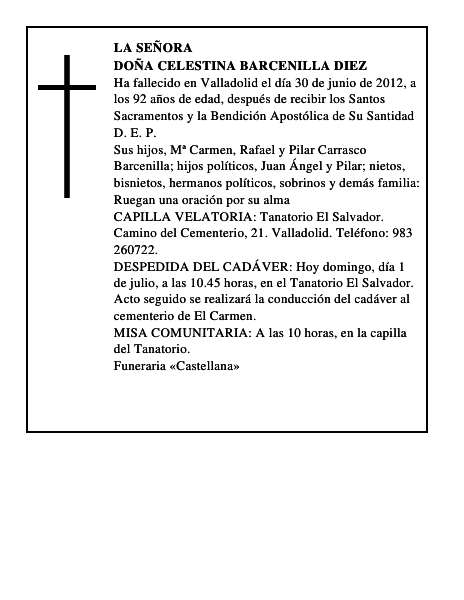 Doña Celestina Barcenilla Diez