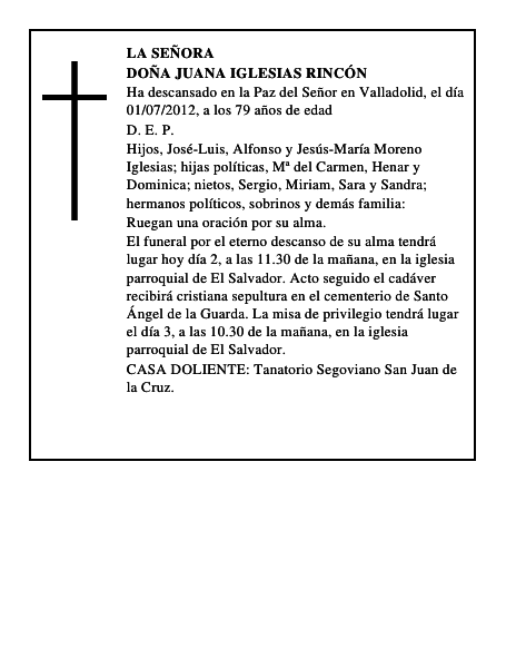 Doña Juana Iglesias Rincón