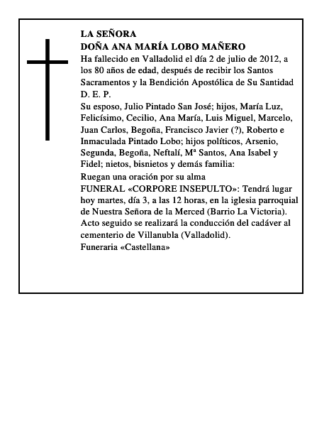 Doña Ana María Lobo Mañero