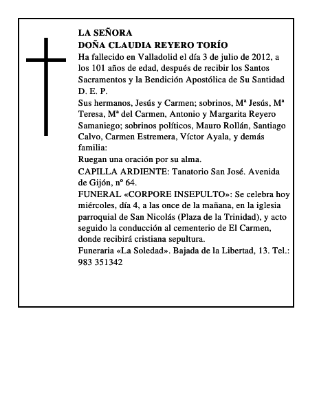Doña Claudia Reyero Torío