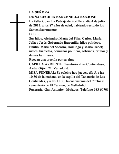 Doña Cecilia Barcenilla Sanjosé