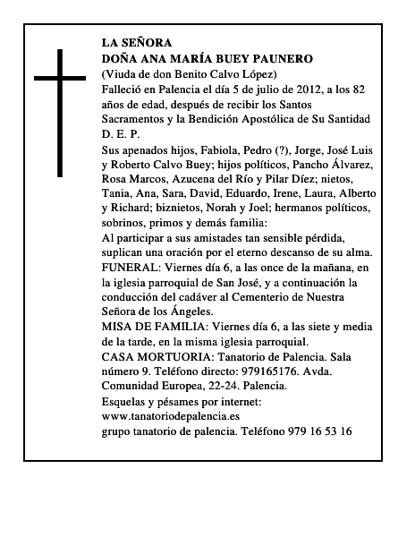 Doña Ana María Buey Paunero