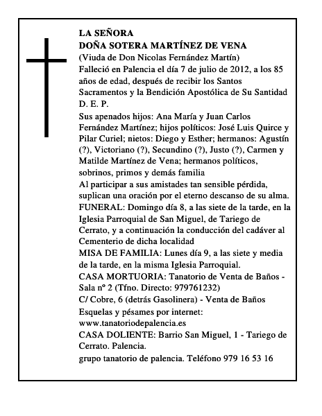 Doña Sotera Martínez de Vena