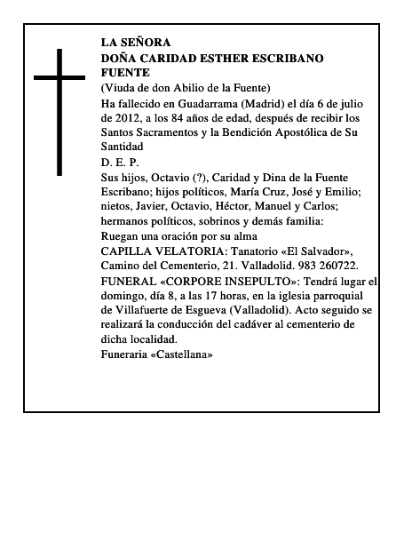 Doña Caridad Esther Escribano Fuente
