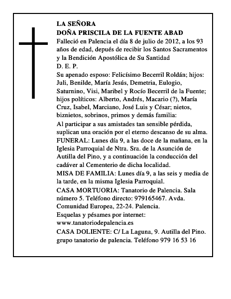 Doña Priscila de la Fuente Abad
