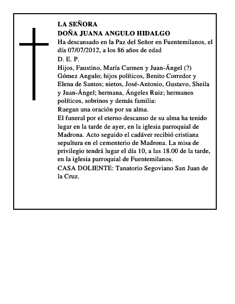 Doña Juana Angulo Hidalgo