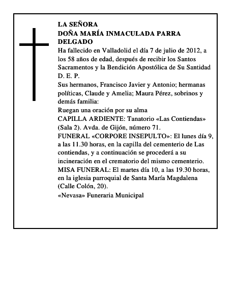 Doña María Inmaculada Parra Delgado