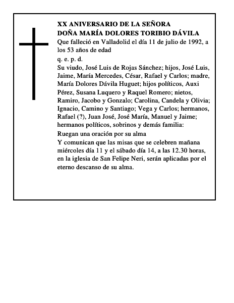 Doña María Dolores Toribio Dávila