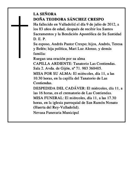 Doña Teodora Sánchez Crespo