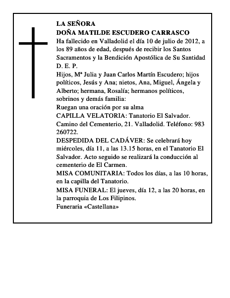 Doña Matilde Escudero Carrasco