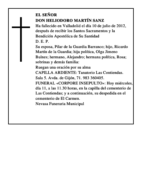Don Heliodoro Martín Sanz