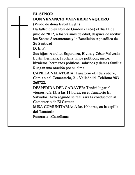 Don Venancio Valverde Vaquero