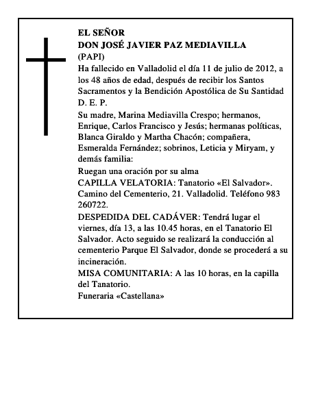 Don José Javier Paz Mediavilla