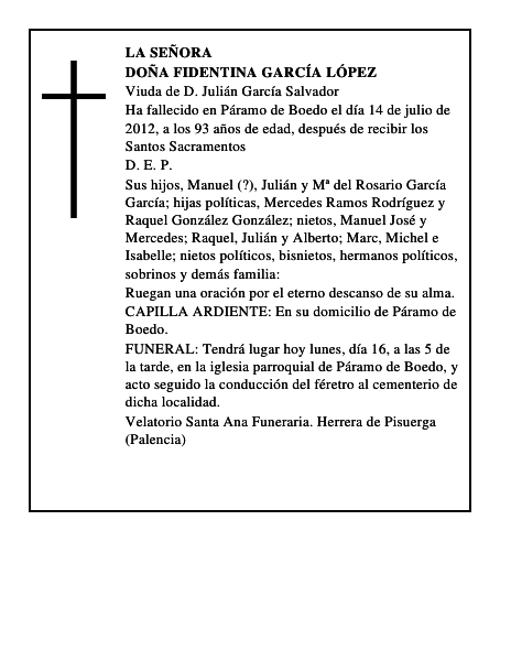 Doña Fidentina García López