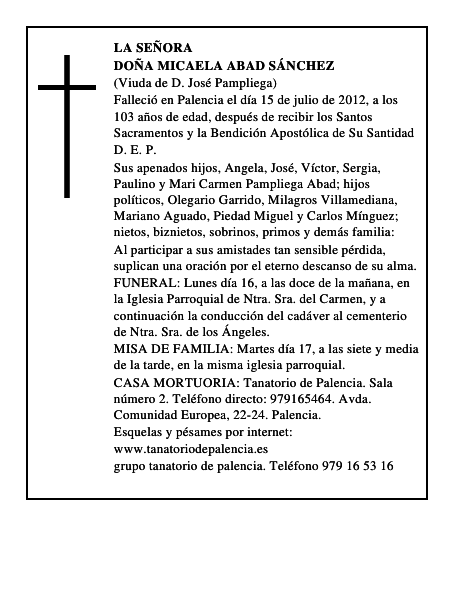 Doña Micaela Abad Sánchez