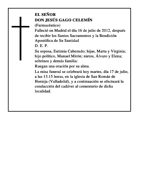 Don Jesús Gago Celemín