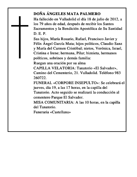 Doña Ángeles Mata Palmero