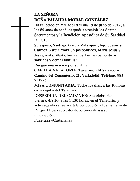 Doña Palmira Moral González