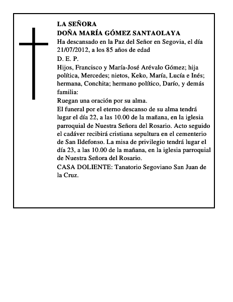Doña María Gómez Santaolaya