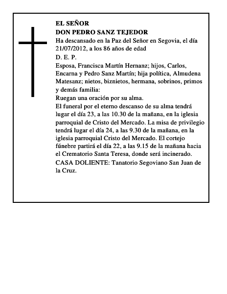 Don Pedro Sanz Tejedor