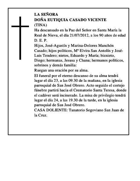 Doña Eutiquia Casado Vicente