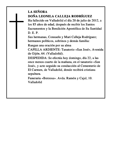 Doña Leonila Calleja Rodríguez